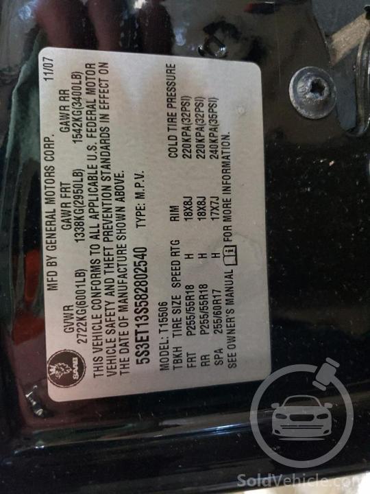 5S3ET13S582802540 Saab 9-7X 4.2I 2008 Black 4.2L 6